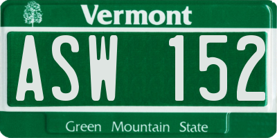 VT license plate ASW152
