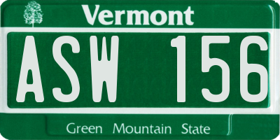 VT license plate ASW156