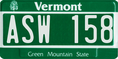 VT license plate ASW158