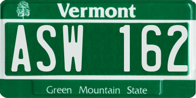 VT license plate ASW162
