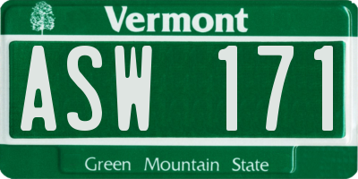 VT license plate ASW171