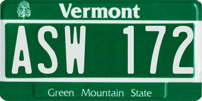 VT license plate ASW172