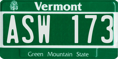 VT license plate ASW173
