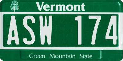 VT license plate ASW174