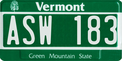 VT license plate ASW183