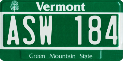 VT license plate ASW184