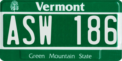 VT license plate ASW186