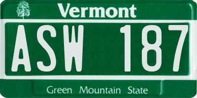 VT license plate ASW187