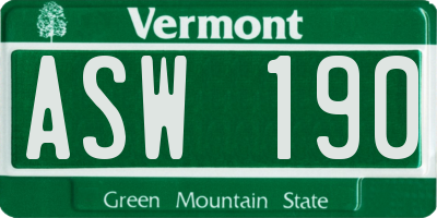 VT license plate ASW190