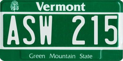 VT license plate ASW215