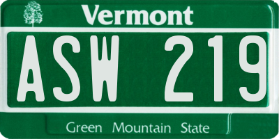 VT license plate ASW219
