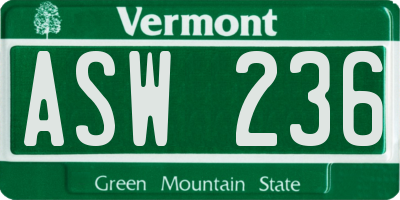 VT license plate ASW236