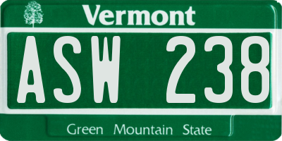 VT license plate ASW238
