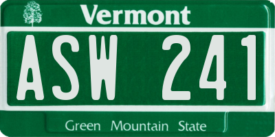 VT license plate ASW241
