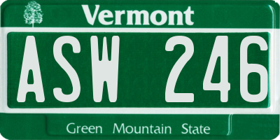 VT license plate ASW246