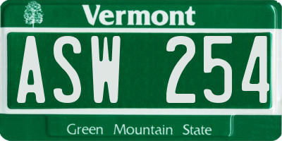 VT license plate ASW254