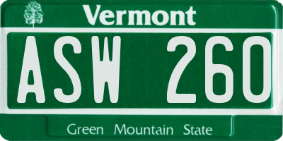 VT license plate ASW260