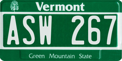 VT license plate ASW267