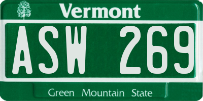 VT license plate ASW269