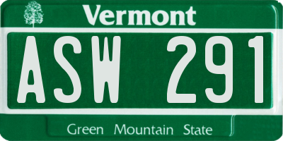 VT license plate ASW291