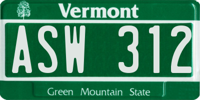 VT license plate ASW312