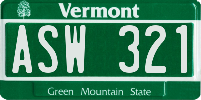 VT license plate ASW321