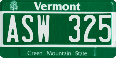 VT license plate ASW325