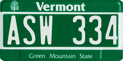 VT license plate ASW334