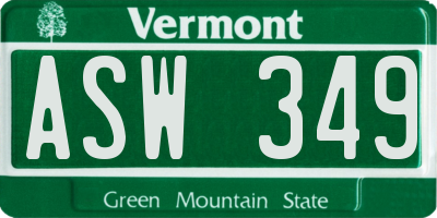 VT license plate ASW349
