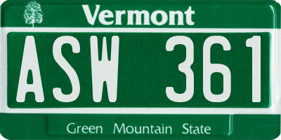 VT license plate ASW361