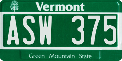 VT license plate ASW375