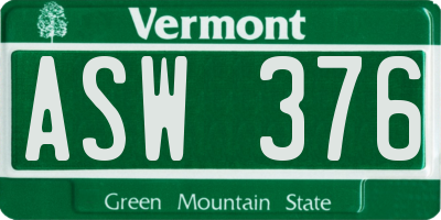 VT license plate ASW376
