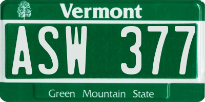 VT license plate ASW377