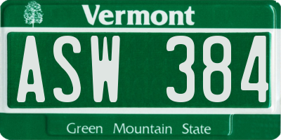 VT license plate ASW384