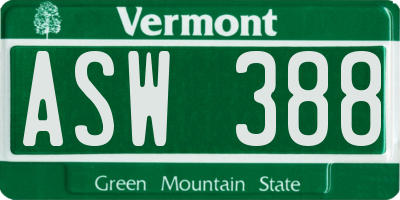 VT license plate ASW388