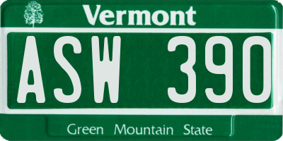 VT license plate ASW390