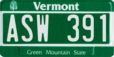VT license plate ASW391