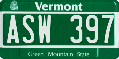 VT license plate ASW397