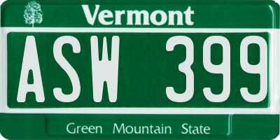 VT license plate ASW399
