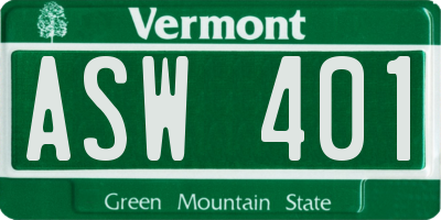 VT license plate ASW401