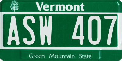 VT license plate ASW407