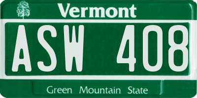 VT license plate ASW408