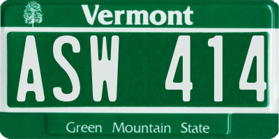 VT license plate ASW414