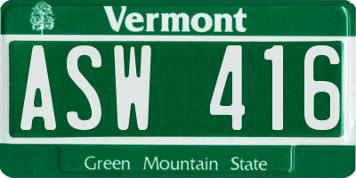VT license plate ASW416