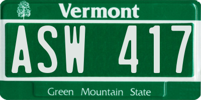 VT license plate ASW417