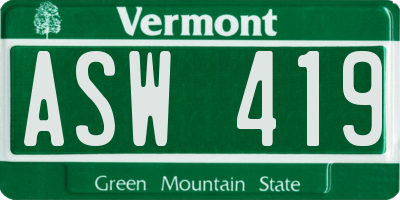 VT license plate ASW419