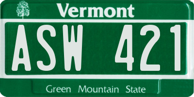 VT license plate ASW421