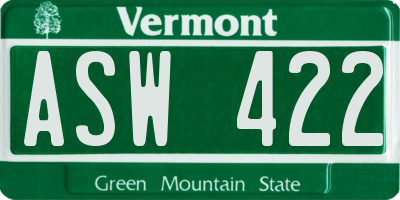 VT license plate ASW422