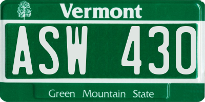 VT license plate ASW430