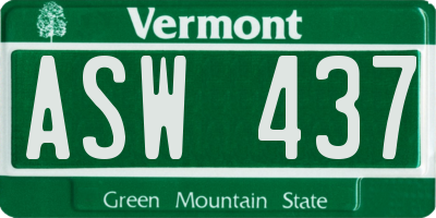 VT license plate ASW437